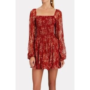 Caroline Constas Red Floral Mini Dress
